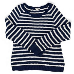 Liz Claiborne Navy and White Striped Sweater women’s size Large
